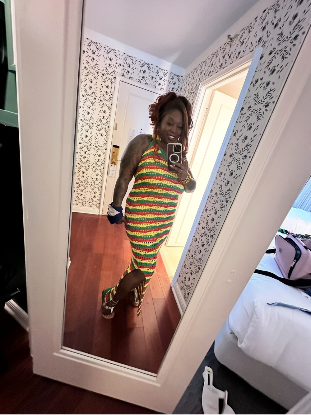 Vibrant Rasta Striped Halter Maxi Dress in Red, Green & Yellow ❤️💚💛